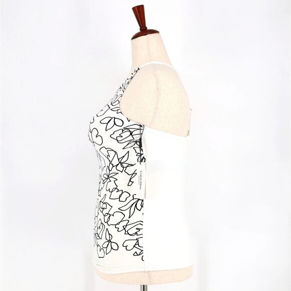 Calvin Klein Women White Printed High-Neck Cross-Back Swim Tankini Top Size XL - Picture 4 of 7